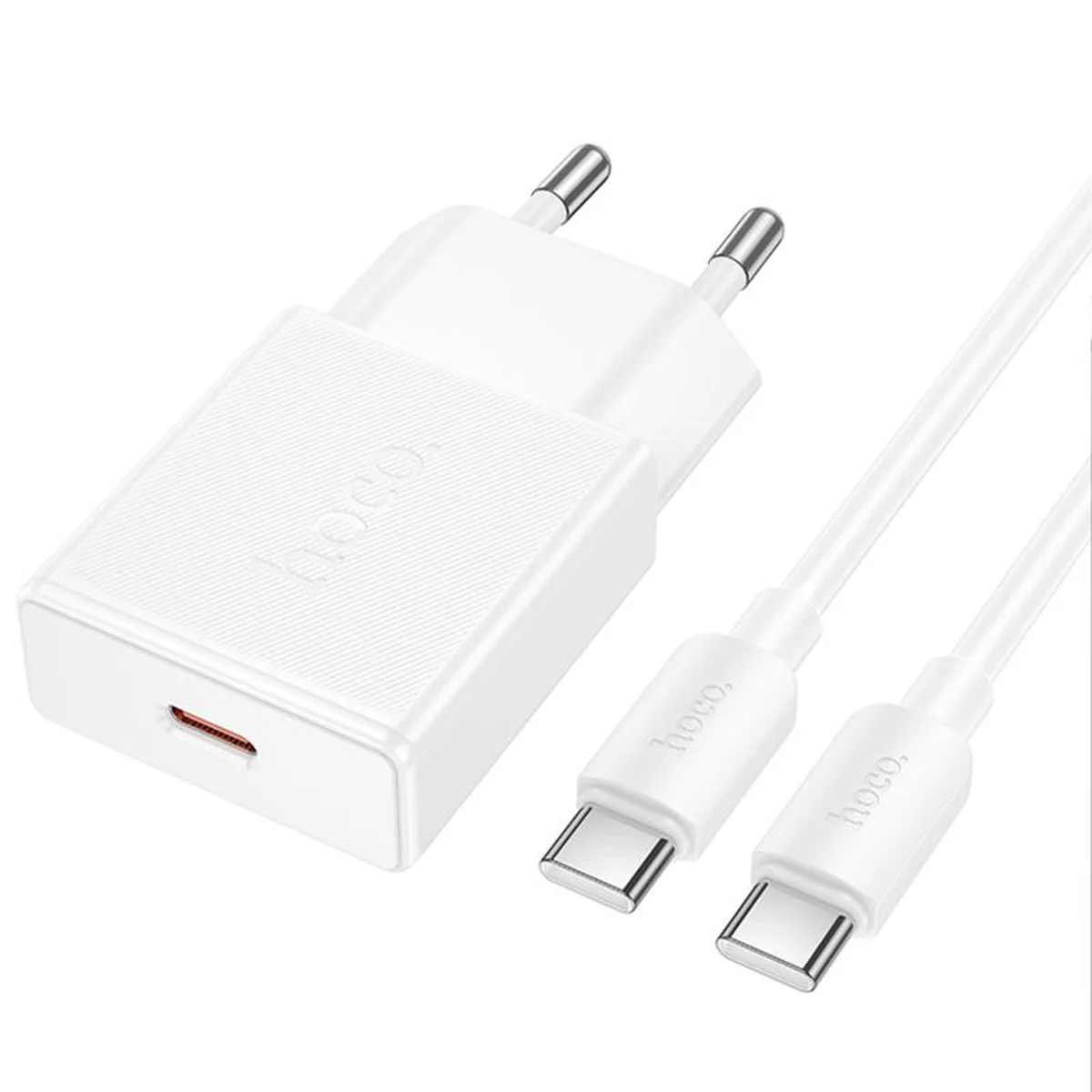 СЗУ Hoco N72 Speed ultra-thin PD20W (1USB-C) + кабель Type-C to Type-C White
