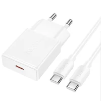 СЗУ Hoco N72 Speed ultra-thin PD20W (1USB-C) + кабель Type-C to Type-C White