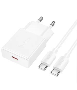 СЗУ Hoco N72 Speed ultra-thin PD20W (1USB-C) + кабель Type-C to Type-C White