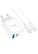 СЗУ Hoco C105A Stage PD20W+QC3.0 (1USB-A/1C) + кабель Type-C to Type-C White