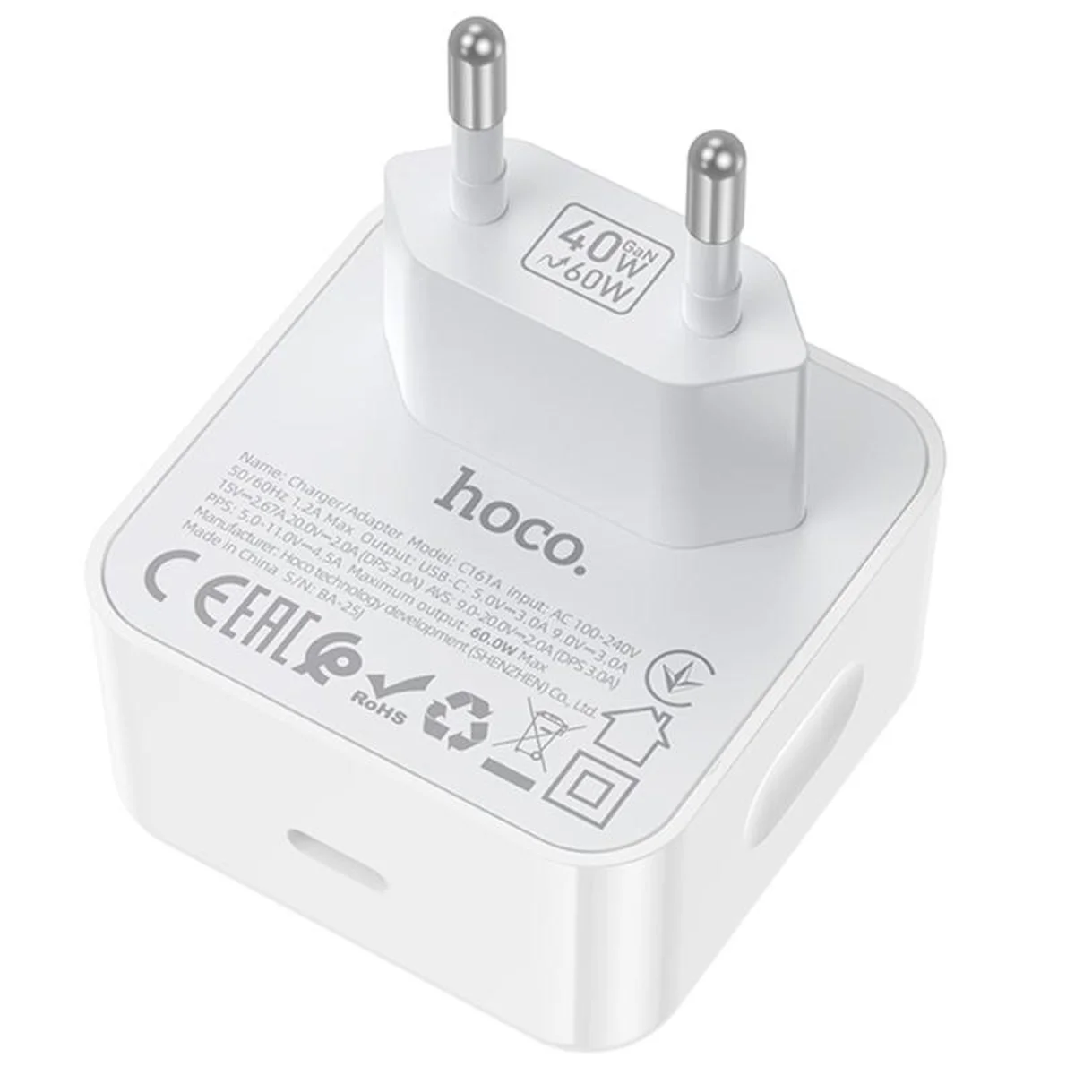 СЗУ Hoco C161A Speed PD40W (1USB-C) White