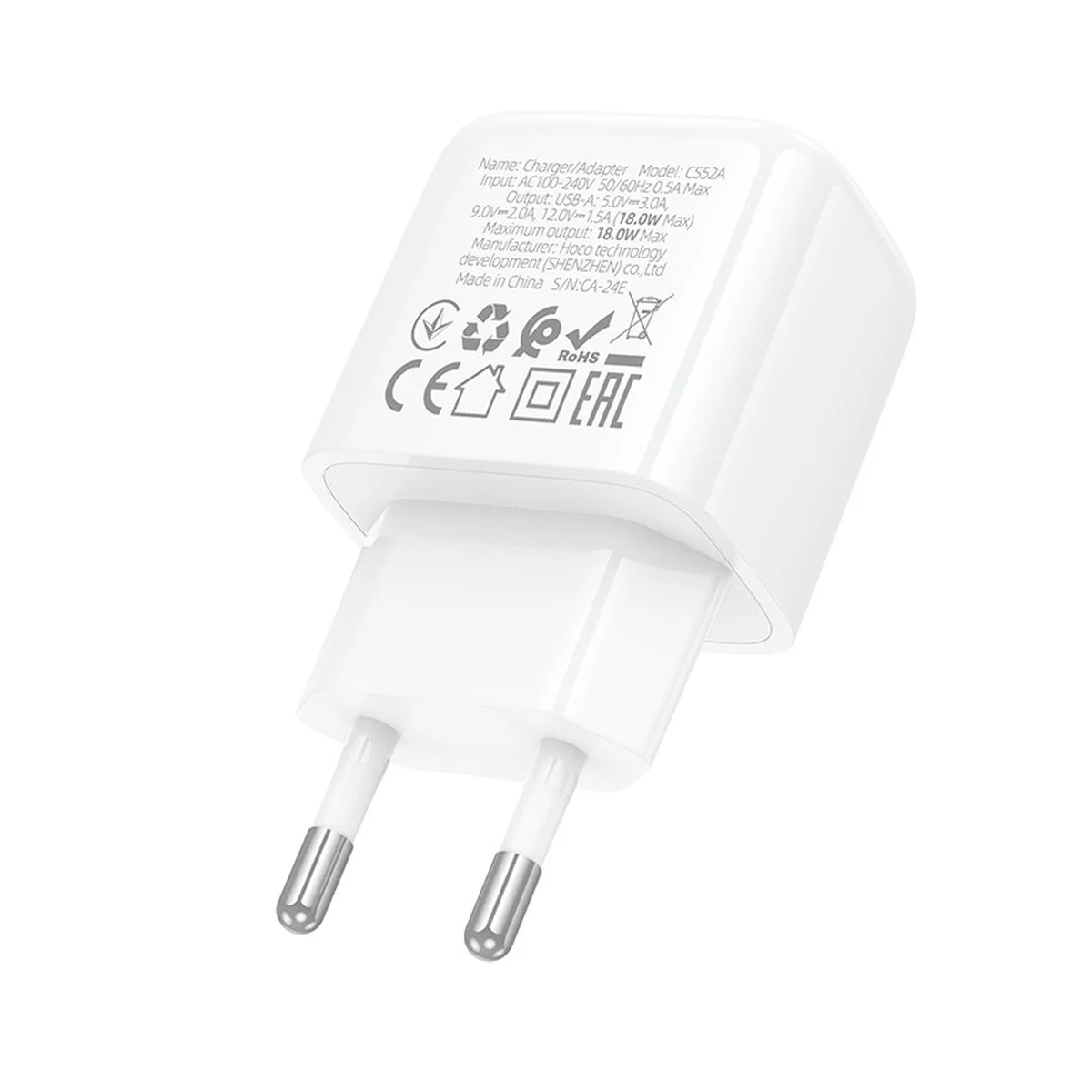 СЗУ Hoco CS52A Surplus QC3.0 (1USB-A) White
