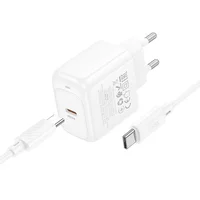 СЗУ Hoco CS53A Surplus PD25W (1USB-C) + кабель Type-C to Type-C White