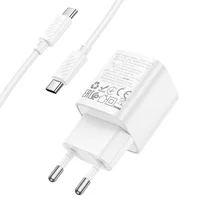 СЗУ Hoco C147A PD20W+QC3.0 (1USB-A/1C) + кабель Type-C to Type-C White
