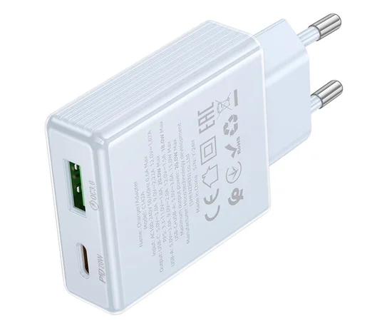 СЗУ Hoco C142A Direct PD20W+QC3.0 (1USB-A/1C) Blue