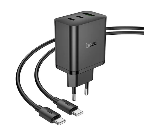 СЗУ Hoco N51 Scenery PD65W (1USB-A/2C) + кабель Type-C to Type-C Black