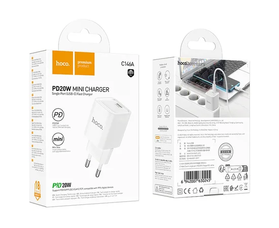 СЗУ Hoco C146A Charm PD20W (1USB-C) White