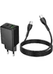 СЗУ Hoco N71 Nuevo PD30W+QC3.0 (1USB-A/1C)  + кабель Type-C to Type-C Black