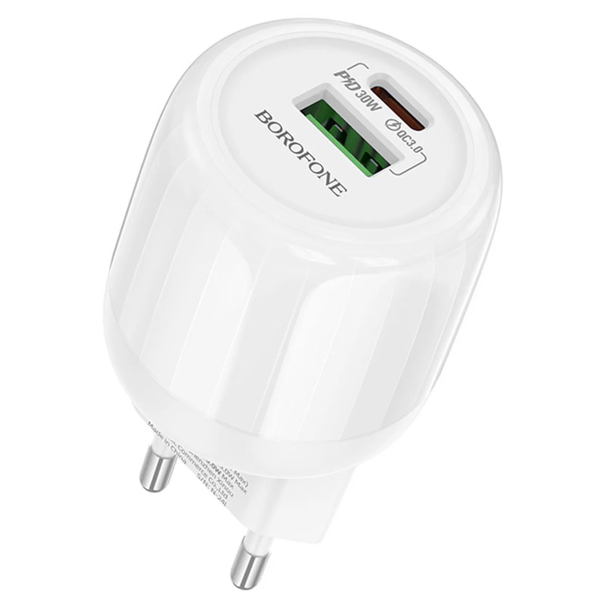 СЗУ Borofone BA94A Lustrous PD30W+QC3.0 (1USB-A/1C) White
