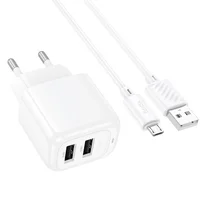 СЗУ Hoco CS51A Surplus (2USB-A) + MicroUSB White