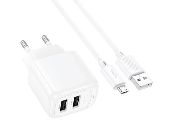 СЗУ Hoco CS51A Surplus (2USB-A) + MicroUSB White