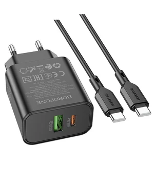 СЗУ Borofone BA88A Navy PD20W+QC3.0 (1USB-A/1C) + кабель Type-C to Type-C Black