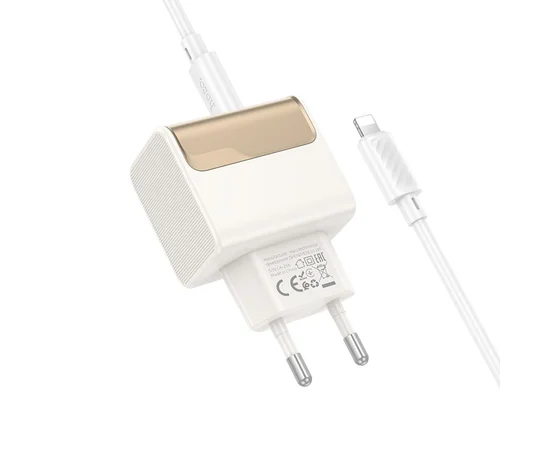 СЗУ Hoco CS73A Star Speed PD30W+QC3.0 (1USB-A/1C) + кабель Type-C to Lightning White