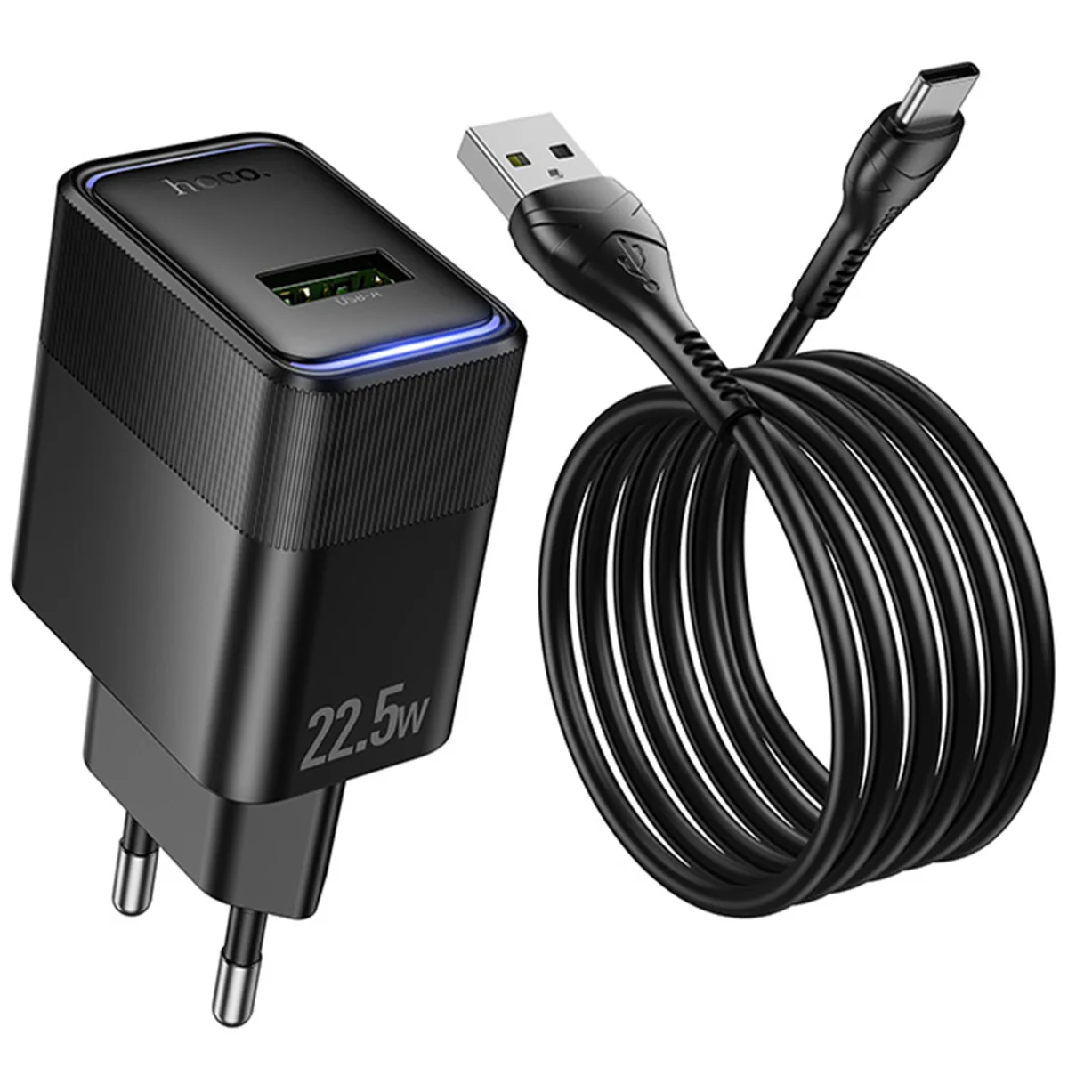 СЗУ Hoco CS111A Lounge PD22.5W (1USB-C) + кабель USB to Type-C Black