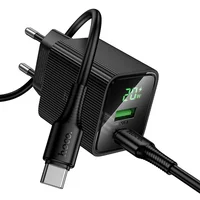СЗУ Hoco CS83A Excellent with digital display PD20W+QC3.0 (1USB-A/1C) + кабель Type-C to Type-C Black