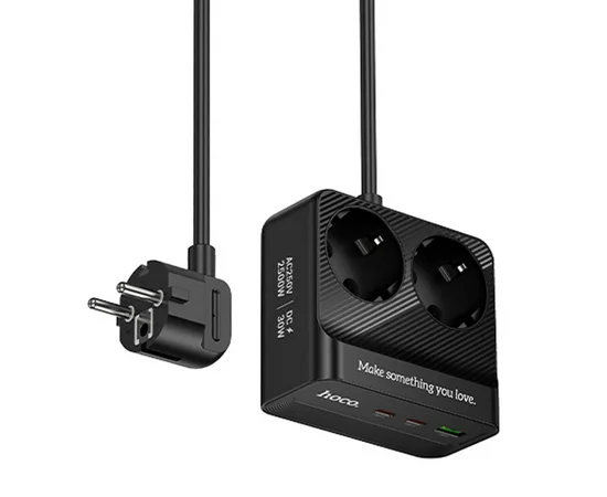 Удлинитель Hoco AC27 Descanso (PD30W/2C/1A/2xSocket) (2m) Black