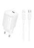 СЗУ Borofone BA103A Pudding PD20W (1USB-C) + кабель Type-C to Lightning White