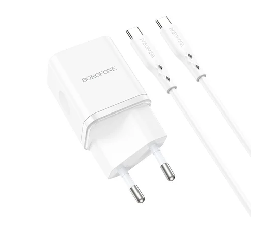 СЗУ Borofone BN7 PD20W+QC3.0 (1USB-A/1C) + кабель Type-C to Type-C White