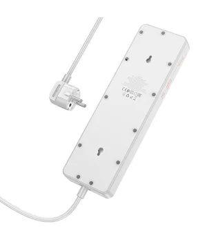 Подовжувач Hoco AC14A Rico PD30W (3USB-A/1C/5xSocket) (1.5m) White