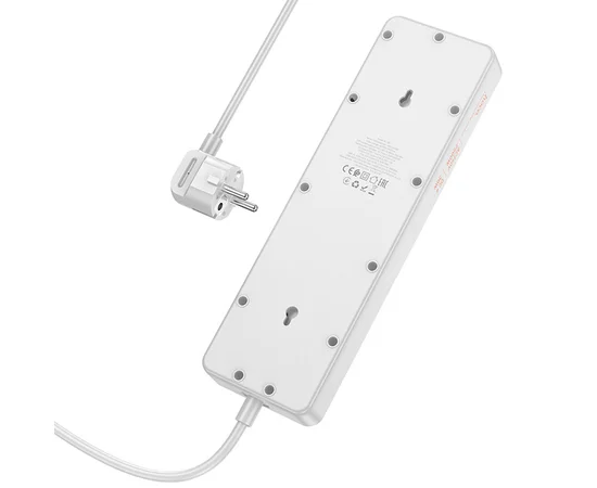 Подовжувач Hoco AC14A Rico PD30W (3USB-A/1C/5xSocket) (1.5m) White