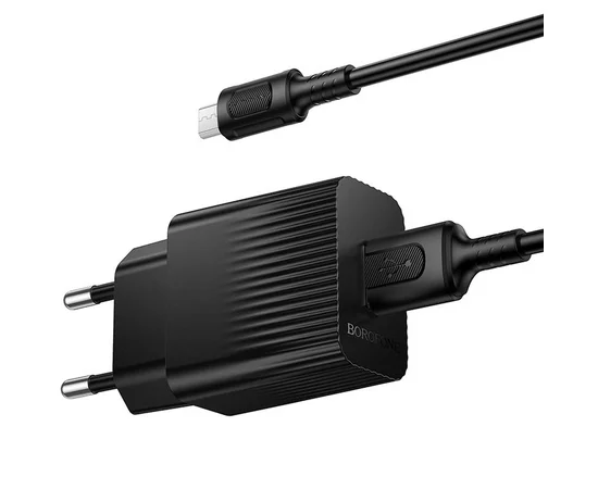 СЗУ Borofone BAS71A Source 10.5W (1USB-A) + кабель USB to MicroUSB Black