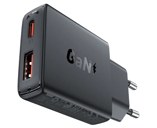 СЗУ Acefast A69 PD30W GaN (USB-C+USB-A) Black