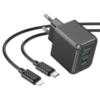 СЗУ Hoco CS14A PD20W+QC3.0 (1USB-A/1C) + Type-C to Lightning Black