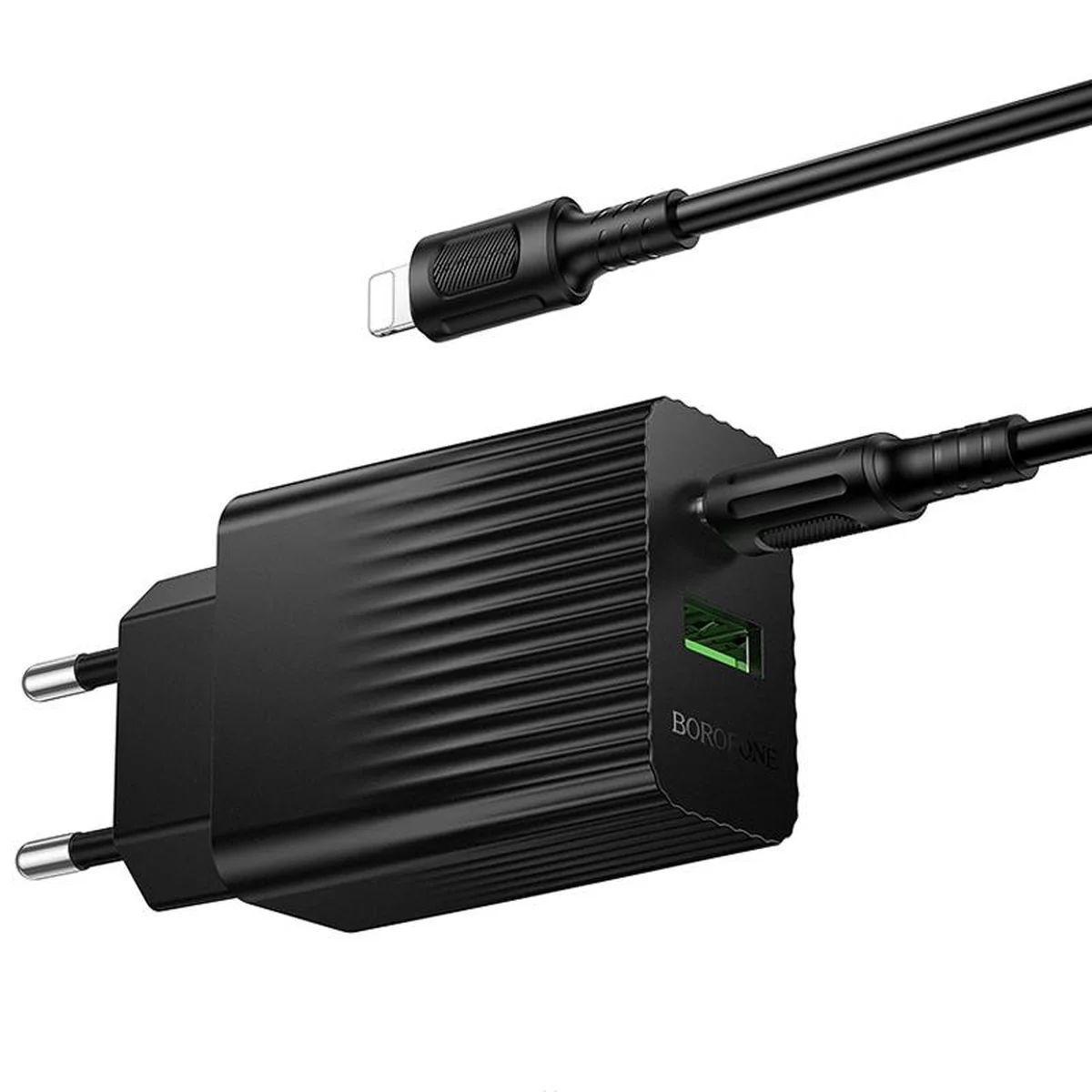 СЗУ Borofone BAS76A Source PD30W+QC3.0 (1USB-A/1C) + кабель Type-C to Lightning Black