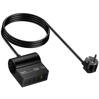 СЗУ Hoco AC34 Win 2 position 70W QC+PD (1USB-A/3C/1Socket) (1.5m) Black