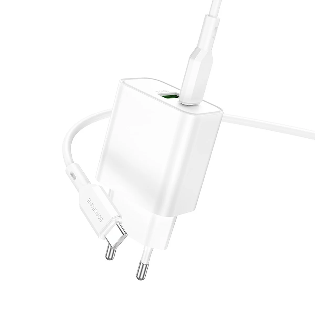 СЗУ Borofone BA88A Navy PD20W+QC3.0 (1USB-A/1C) + кабель Type-C to Type-C White