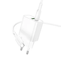 СЗУ Borofone BA88A Navy PD20W+QC3.0 (1USB-A/1C) + кабель Type-C to Type-C White