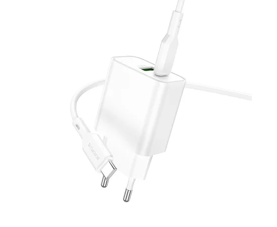 СЗУ Borofone BA88A Navy PD20W+QC3.0 (1USB-A/1C) + кабель Type-C to Type-C White