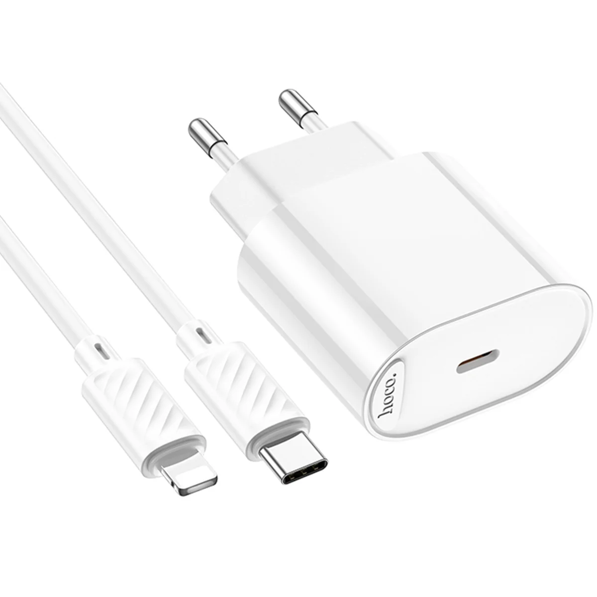 СЗУ Hoco C109A Fighter PD20W+QC3.0 (1USB-A/1C) + кабель Type-C to Lightning White
