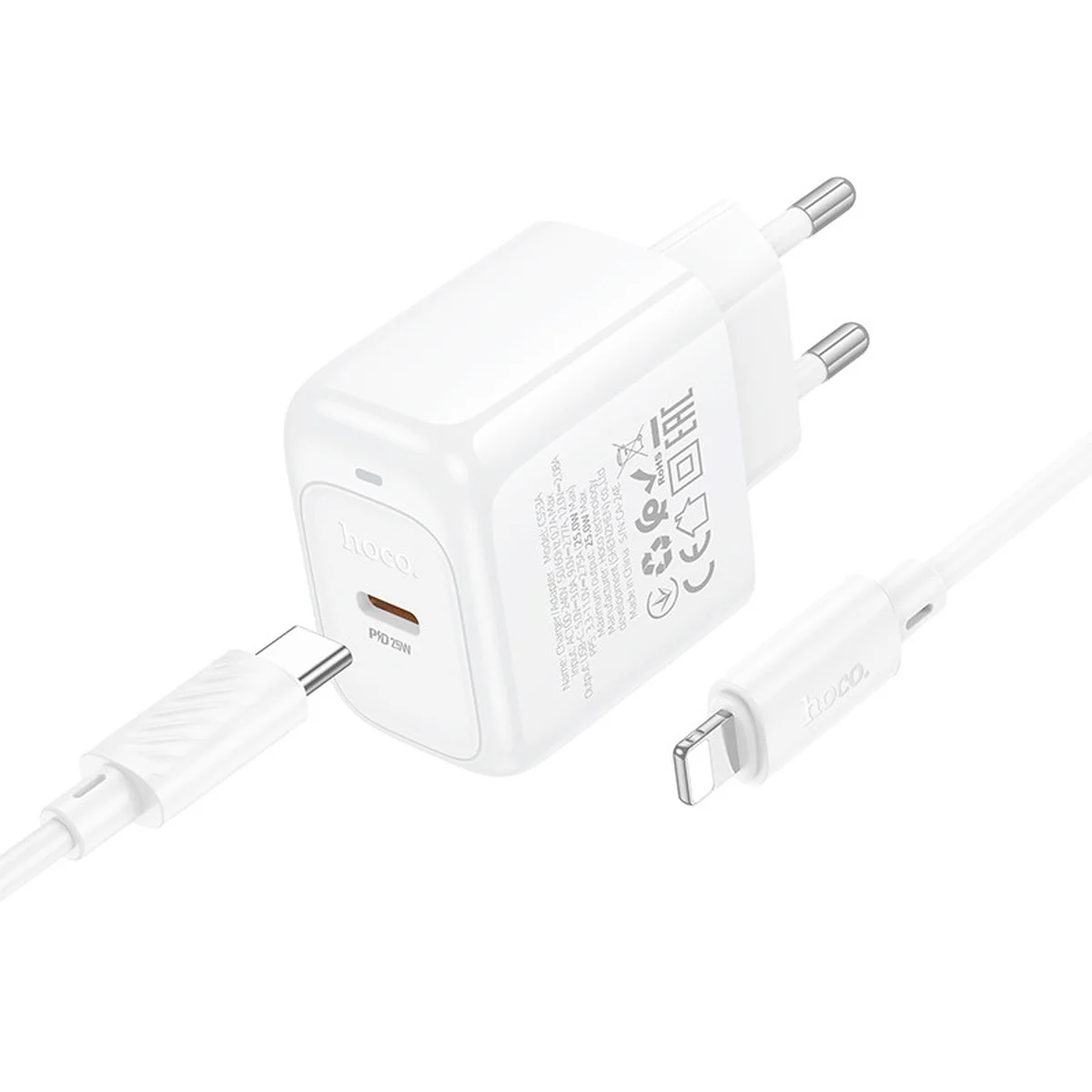 СЗУ Hoco CS53A Surplus PD25W (1USB-C) + Type-C to Lightning White