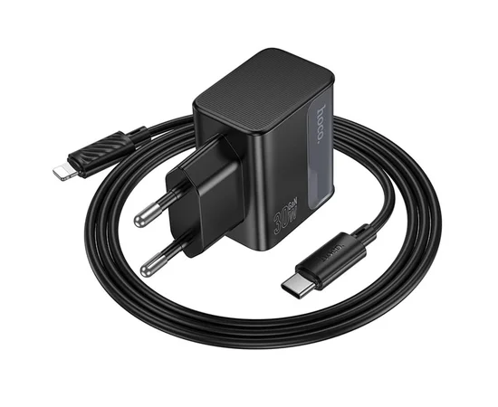 СЗУ Hoco CS73A Star Speed PD30W+QC3.0 (1USB-A/1C) + кабель Type-C to Lightning Midnight Black