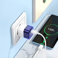 СЗУ Hoco C125A Transparent 1C PD20W + Type-C to Type-C Transparent blue