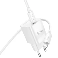 СЗУ Hoco C146A Charm PD20W (1USB-C) + кабель Type-C to Lightning White