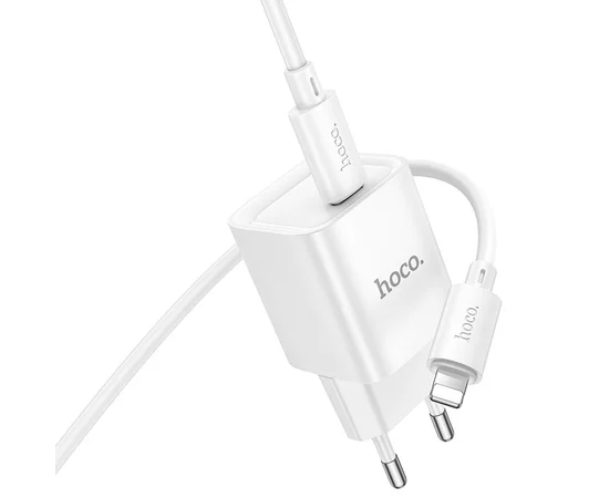 СЗУ Hoco C146A Charm PD20W (1USB-C) + кабель Type-C to Lightning White