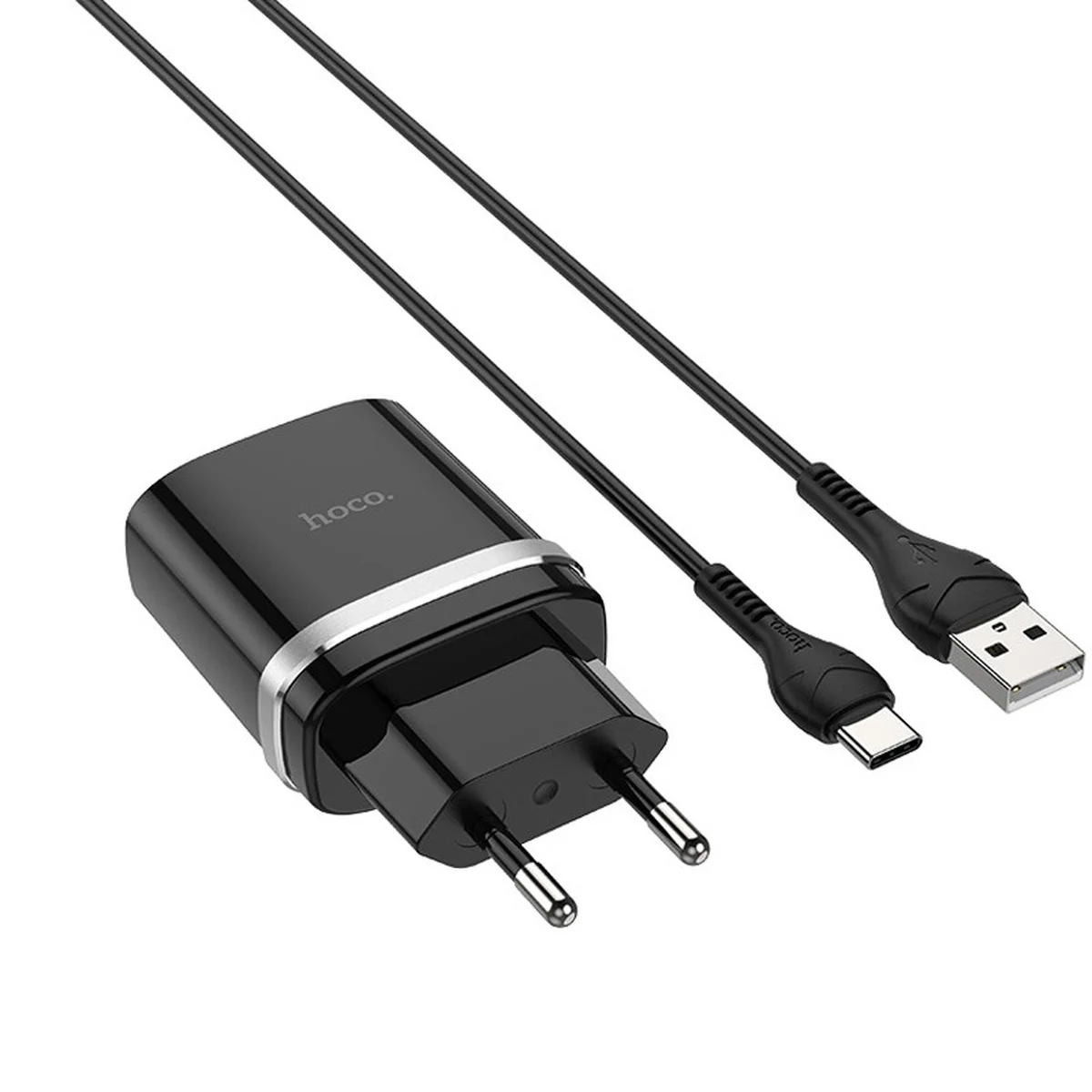 СЗУ Hoco C12Q Smart QC3.0 3A (1USB-A) + кабель USB to Type-C Чорний