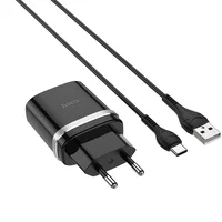 СЗУ Hoco C12Q Smart QC3.0 3A (1USB-A) + кабель USB to Type-C Чорний