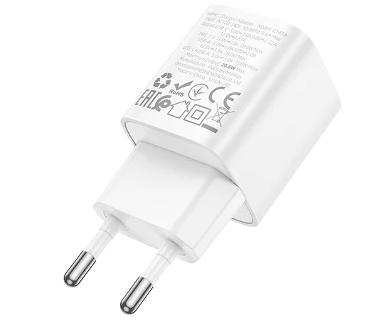 СЗУ Hoco C147A PD20W+QC3.0 (1USB-A/1C) White