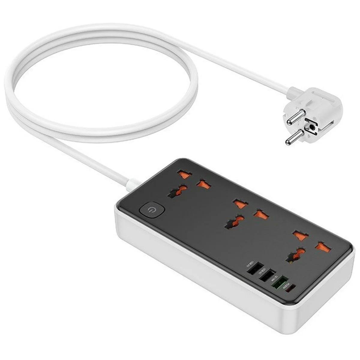 Удлинитель Hoco AC8A Storm (PD30W/1C/3A/3xSocket) (1.5m) Black