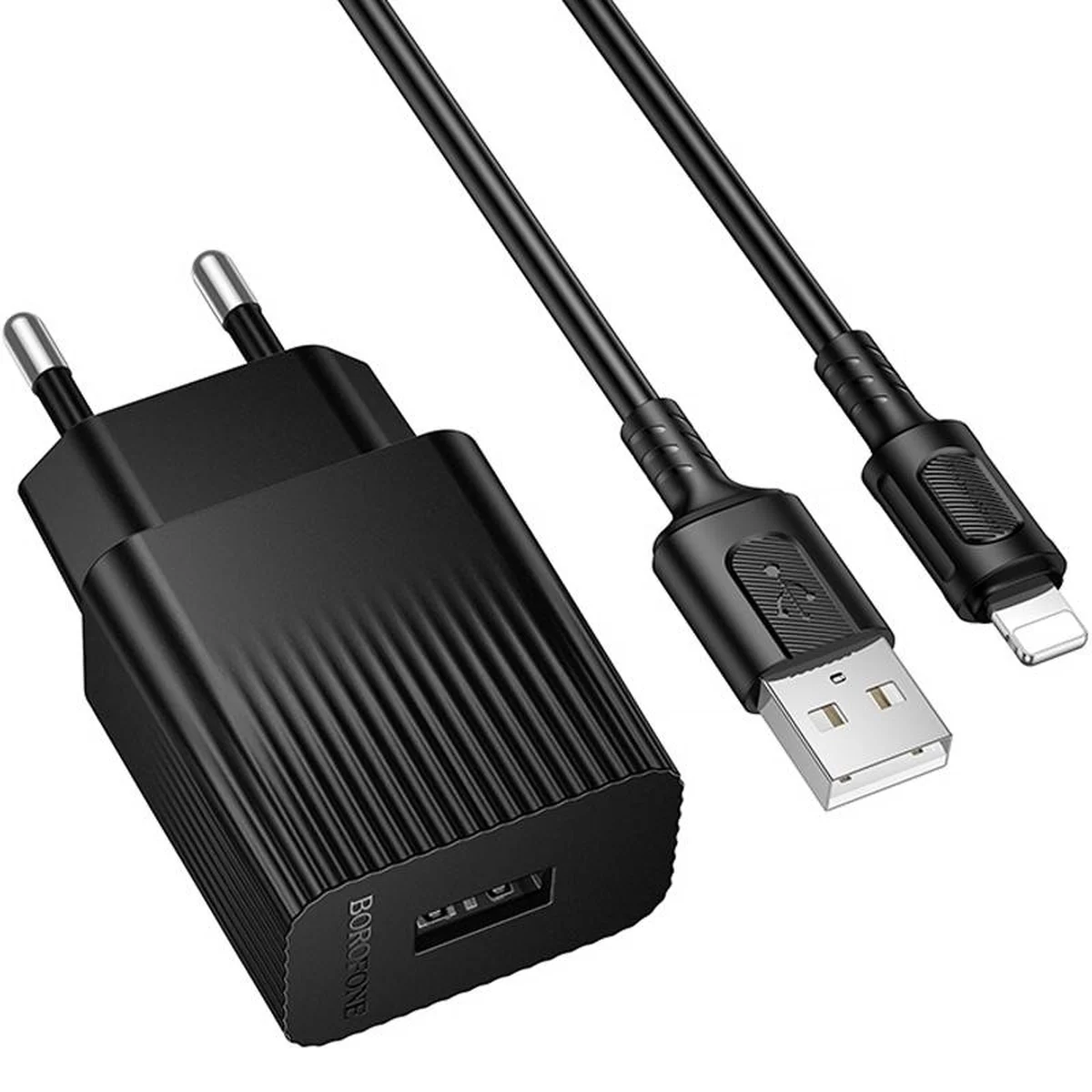 СЗУ Borofone BAS71A Source 10.5W (1USB-A) + кабель USB to Lightning Black