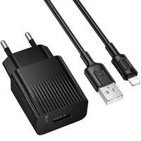 СЗУ Borofone BAS71A Source 10.5W (1USB-A) + кабель USB to Lightning Black