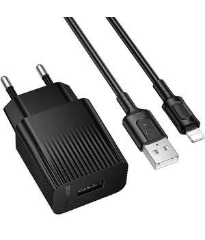 СЗУ Borofone BAS71A Source 10.5W (1USB-A) + кабель USB to Lightning Black