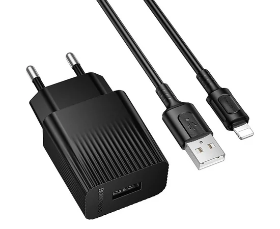 СЗУ Borofone BAS71A Source 10.5W (1USB-A) + кабель USB to Lightning Black