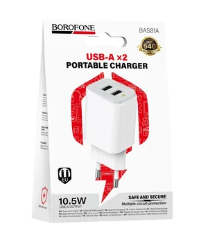 СЗУ Borofone BAS81A Star 10.5W (2USB-A) White