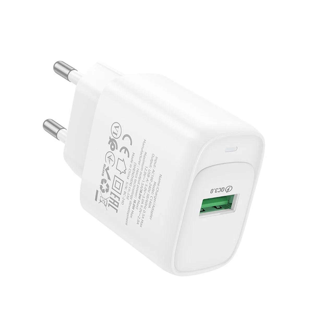 СЗУ Hoco C140A Smart QC3.0 (1USB/3A) White