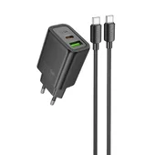 СЗУ Hoco N61 Gentle PD20W+QC3.0 (1USB-A/1C) + кабель Type-C to Type-C Black
