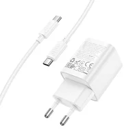 СЗУ Hoco C149A Charm PD30W+QC3.0 (1USB-A/1C) + кабель Type-C to Type-C White